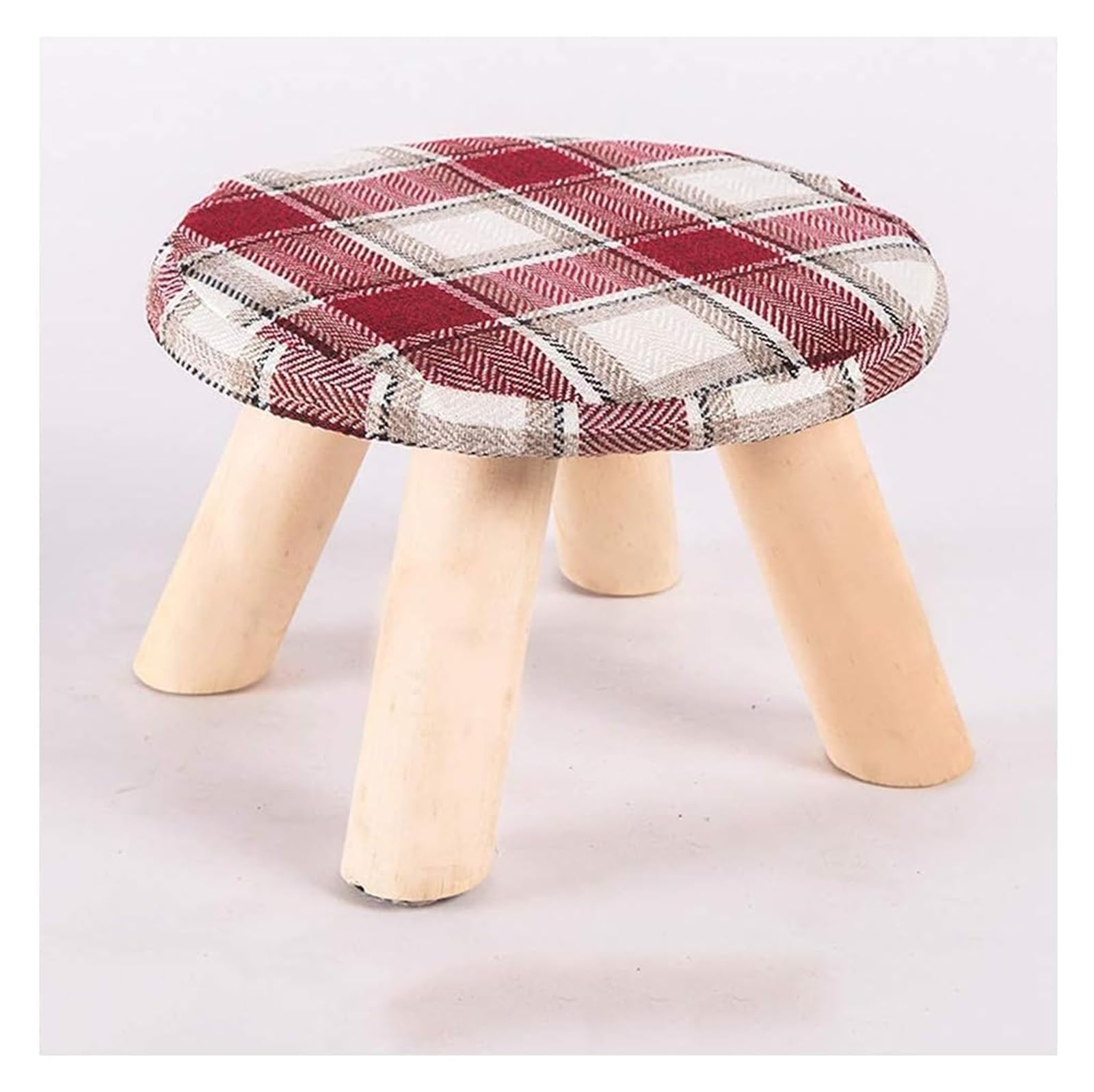 Repose-pieds ottoman avec housse lavable amovible et pieds bois