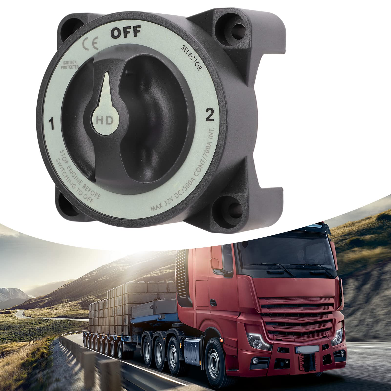 lyrlody 500A 3 POSIZIONE Interruttore Batteria a 3 Posizioni Switch Selector Interruttore a Vie Disconnect IP66 IP66 IPTROUR per le Barche a Benzina per Marino con Cavi AFD per Impieghi Pesanti