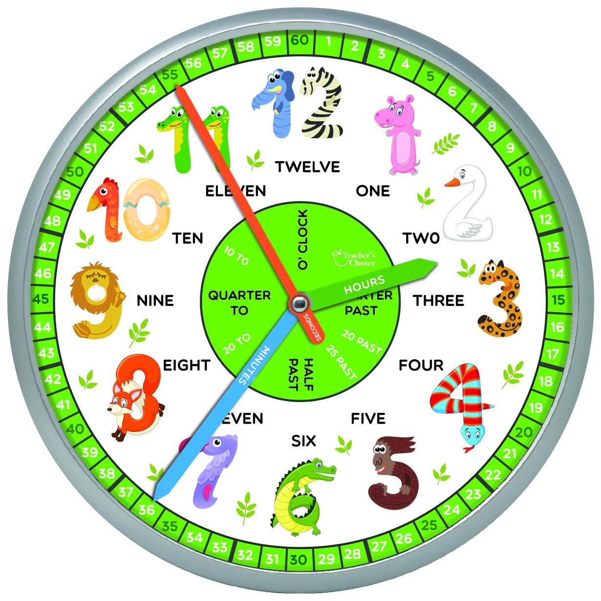 Snapklik.com : Educational Wall Clock - Silent Movement Time Teaching ...