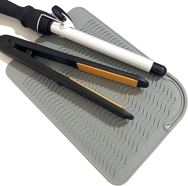 Large Heat Resistant Mat for Curling Irons, Hair Straightener, Flat Irons and Hot Hair Styling Tools, Gray