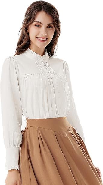 SCARLET DARKNESS Gothic Victorian Blouse Tops for Women 2026 Cotton Long Sleeve Renaissance Shirt