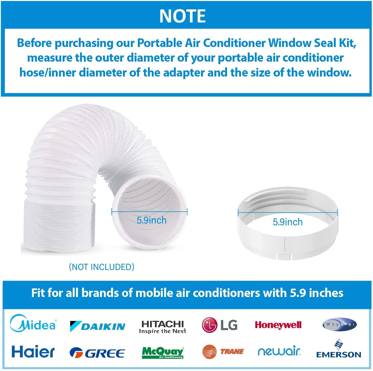 Kit de Sello de Ventana Universal para Aire Acondicionado Portátil de Manguera de Escape con Acoplador Kit de Ventilación de CA Ajustable Sello de PVC para Ventana Corrediza (Para Tubo de 15cm)