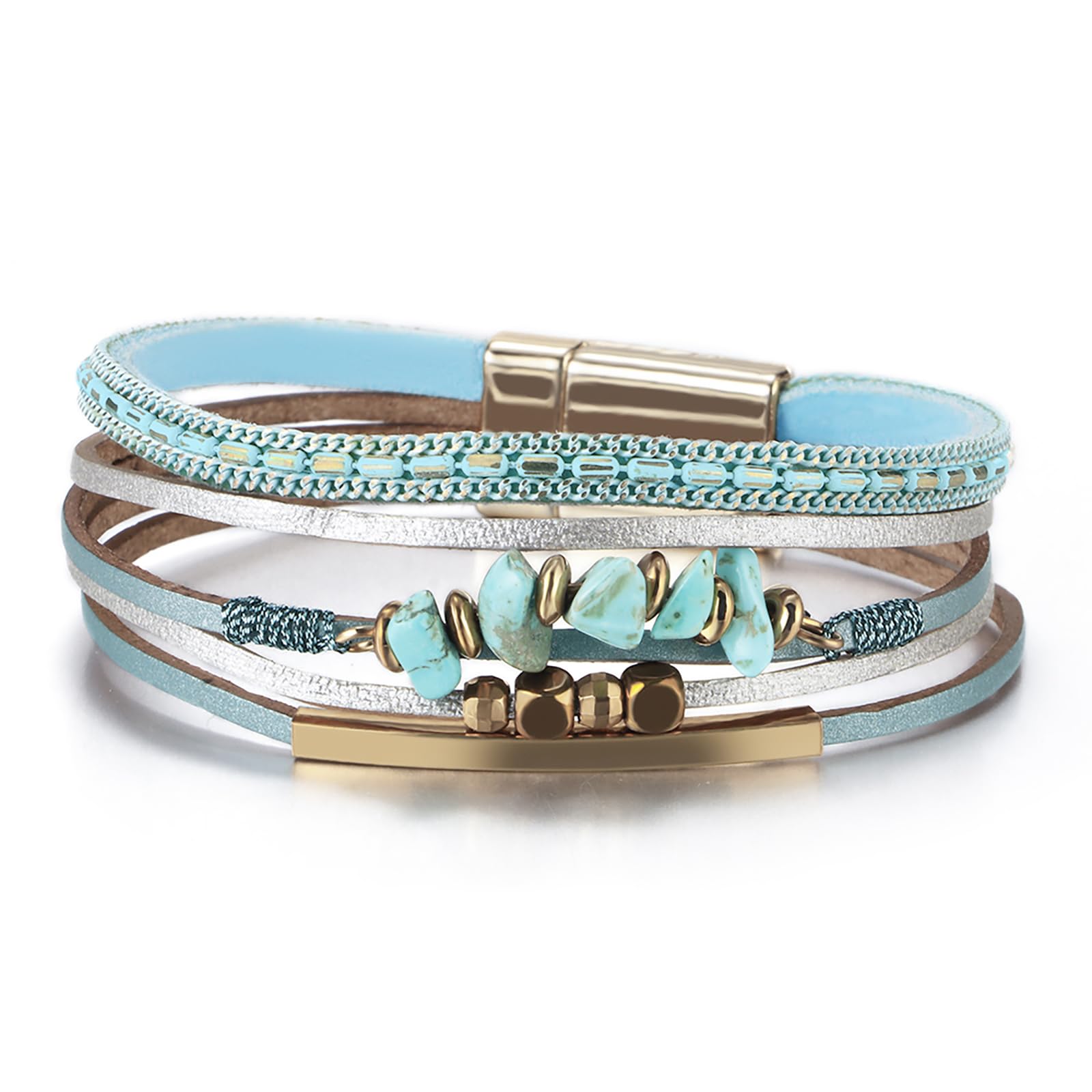 Fesciory Leather Wrap Bracelets for Women, Boho Western Layered Jewelry