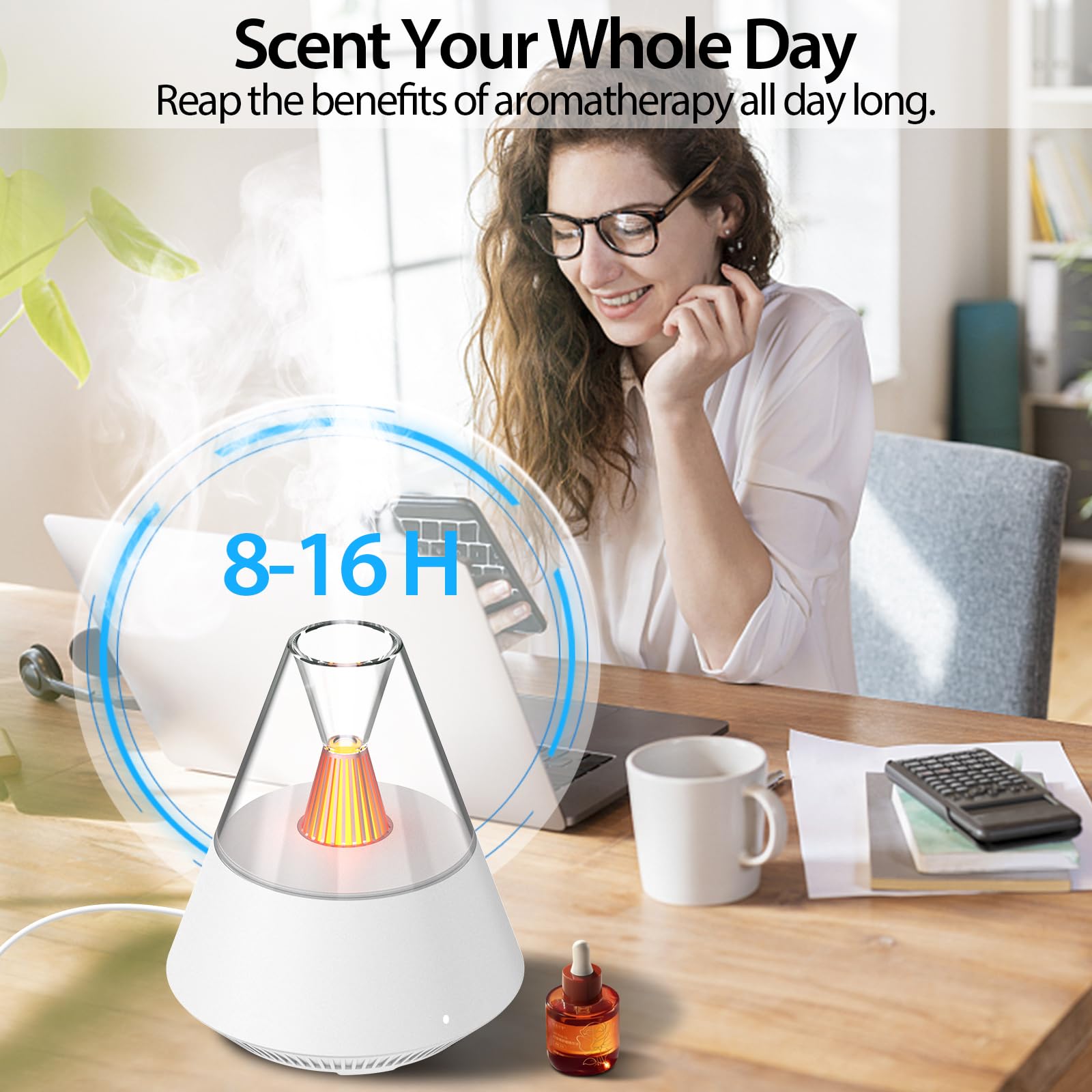 Diffusore di aromi LtYioe per oli essenziali, umidificatore ad ultrasuoni da 150 ml, diffusore di aromaterapia con telecomando, spegnimento automatico senza acqua e luce d'atmosfera a LED, impostazion