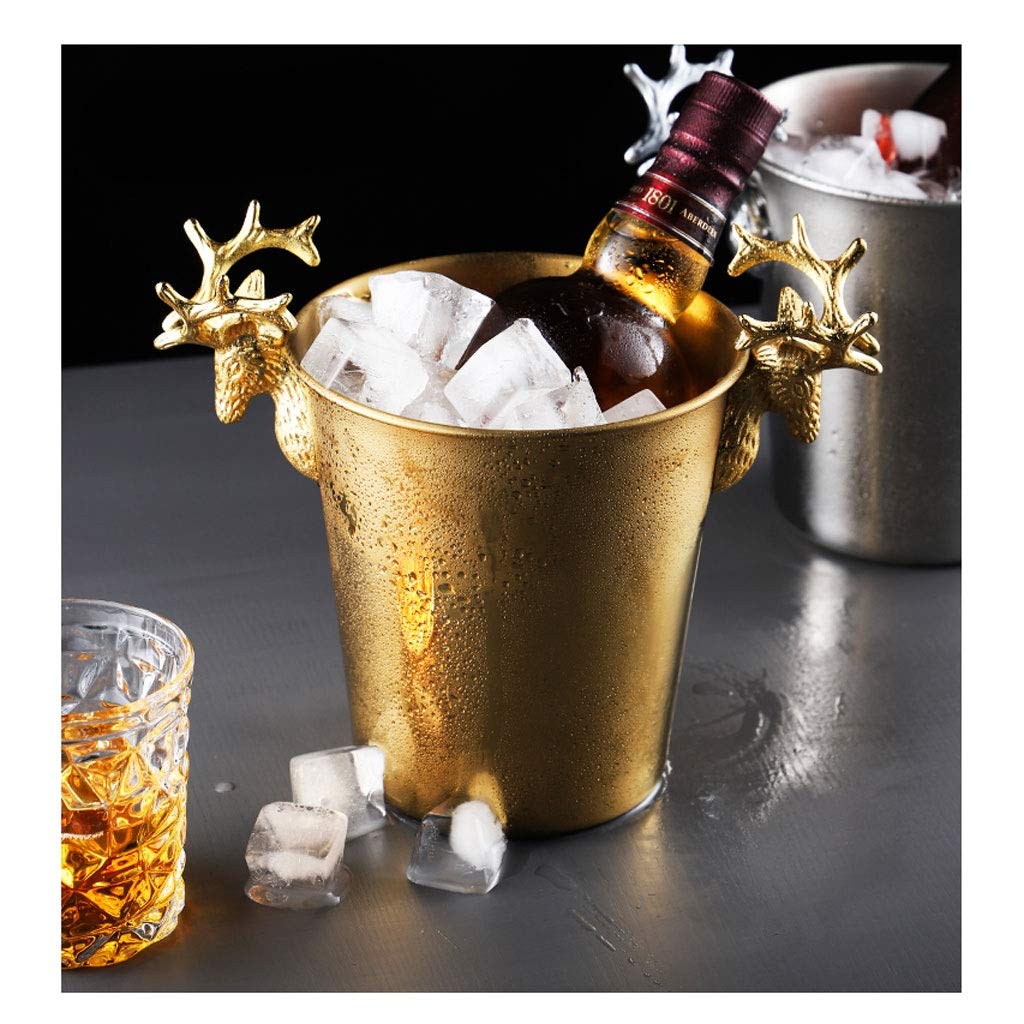 Ice Bucket Edelstahl EIS Eimer Tragbarer Eiskübel Hotel Wein Eimer Champagner Eimer Getränk Eimer Party Aktivitäten und Camping Geschirr sektkühler eiseimer (Color : B)