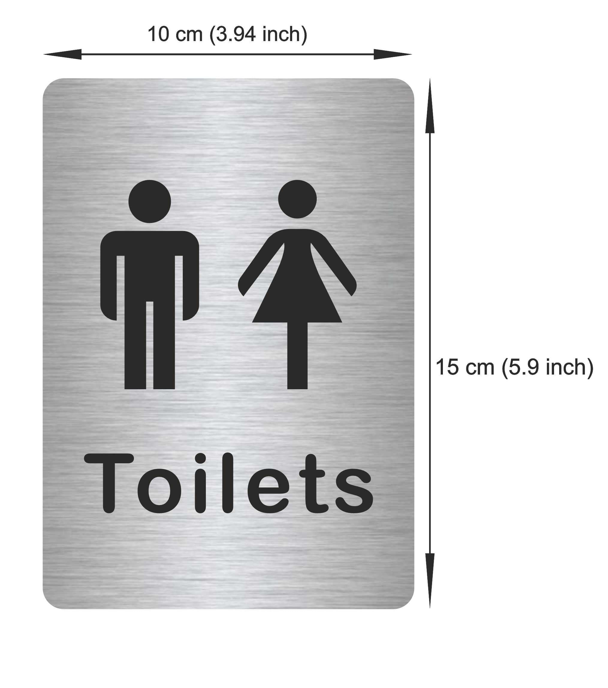 Customcard Ltd Set of 3 Aluminium Signs: Toilets, Male, Female sign-high quality, brushed silver finish with tape on the back - Image 4