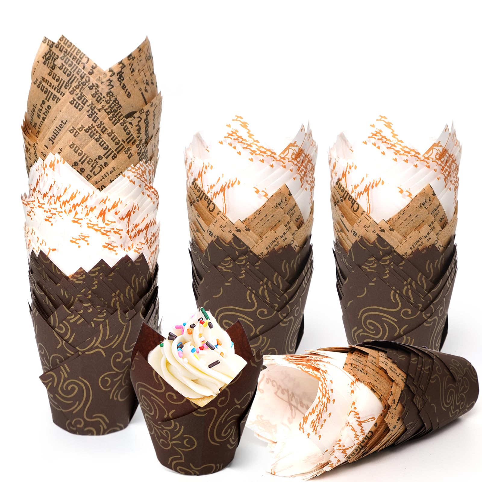Caissettes Muffins Papier Tulipe 200 Pièces Naturel Non Blanchi Taille Standard