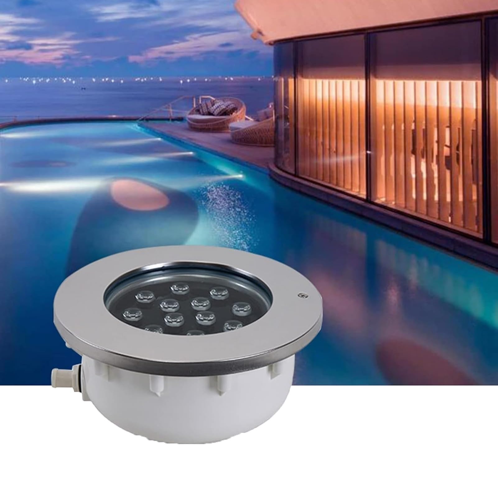 Faretto Subacquei - Lampada Da Esterno A Colori RGB, Impermeabile IP67, Da Incasso, Per Acquario, Vasca Per Pesci, Giardino, Fontana, Laghetto, Piscina(Warm White,12W)