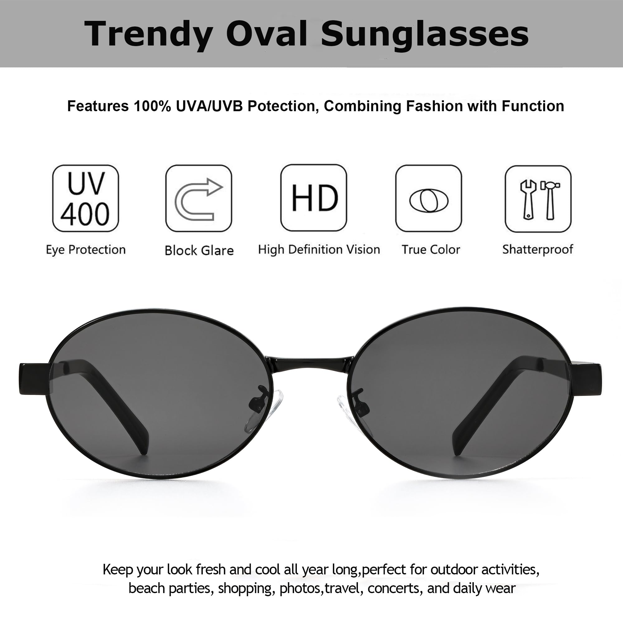 Gafas de sol ovaladas retro para mujeres y hombres, protección UV400, estilo moderno