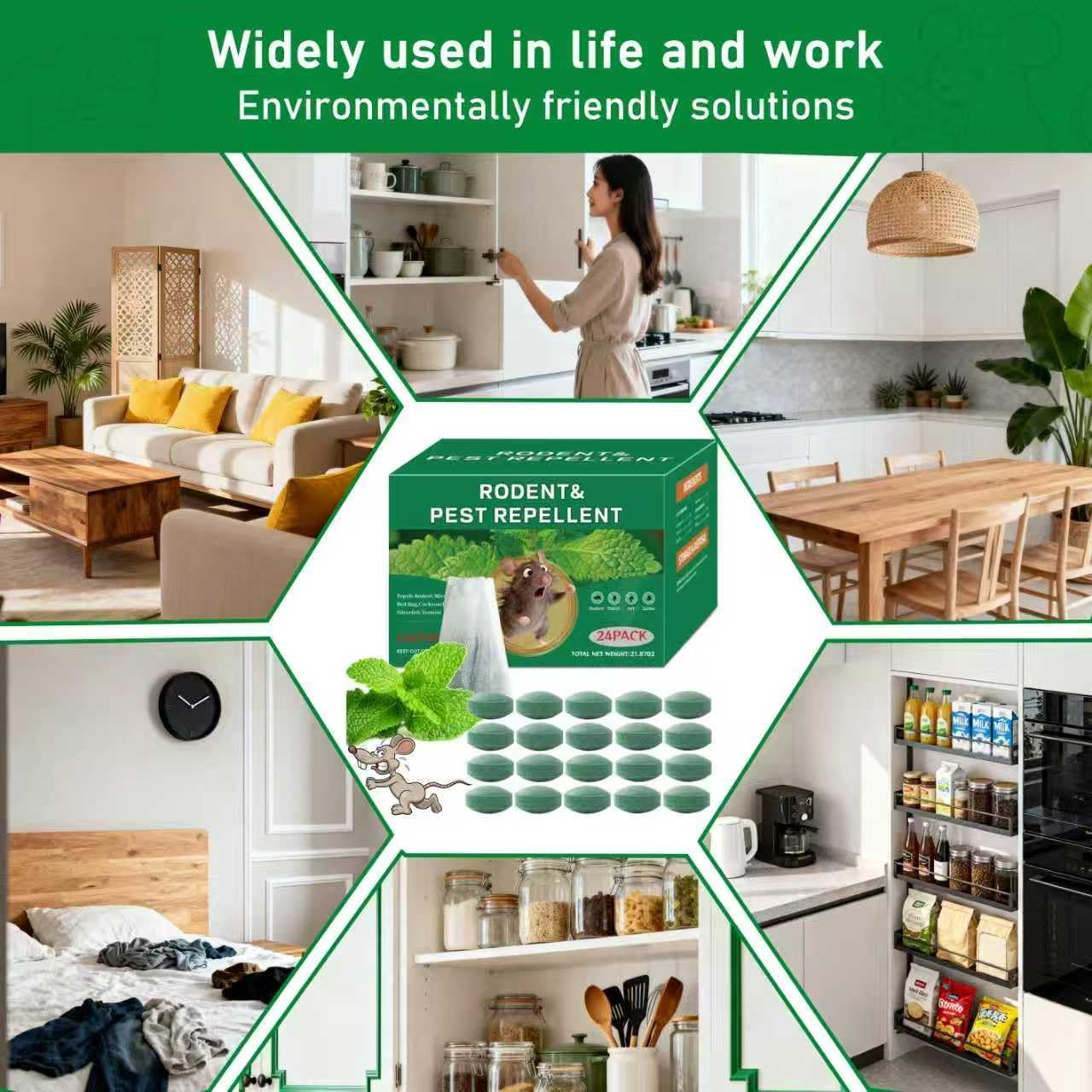 24 Pack Natural Mice Repellent Balls for Home - Peppermint Oil, Family & Pet Safe Rodent Deterrent for Indoor Outdoor Use, Garage, Garden, Caravan - Long Lasting Insect Repellen