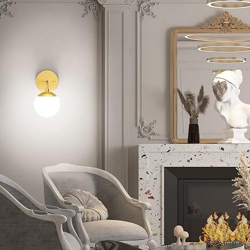 Miniatura 5 de Tipace Aplique de pared dorado, 1 luz, lámpara de pared moderna de mediados de siglo, lámpara de pared dorada para restaurante, sala de estar,