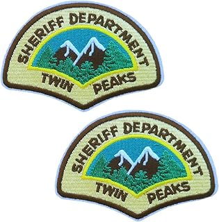2 PCS Twin Peaks Embroidered Iron On Patch Sheriff Department Clothing Accessories DIY, Yellow/Brown/Green, S_Movie_001