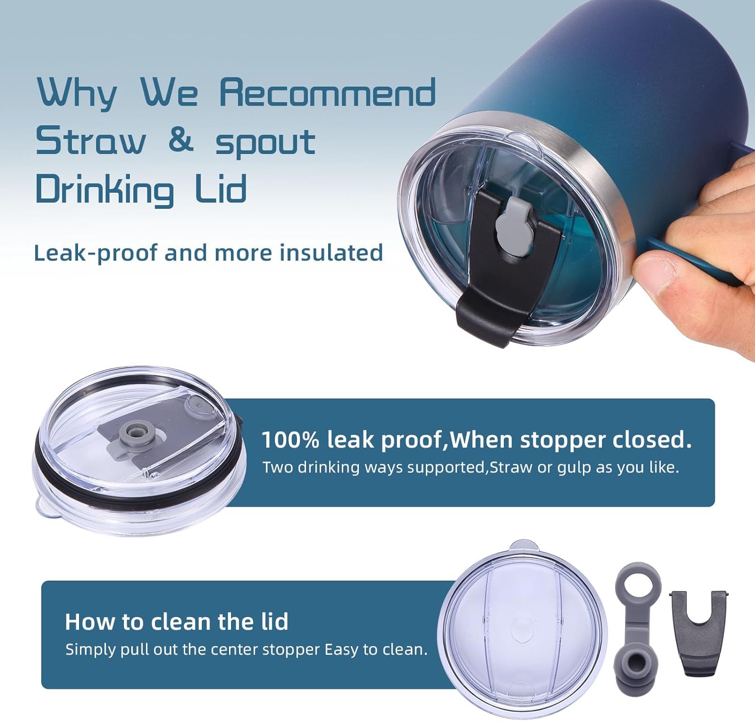 Volhoply 12oz Insulated Leakproof Coffee Mug with Flip & Straw Lid Bulk 8 Pack,Double Wall Vacuum Stainless Steel Travel Tumbler Cup with Handle,Reusable Camping Mugs Keep Cold(Assort color,8 Set) - Image 5