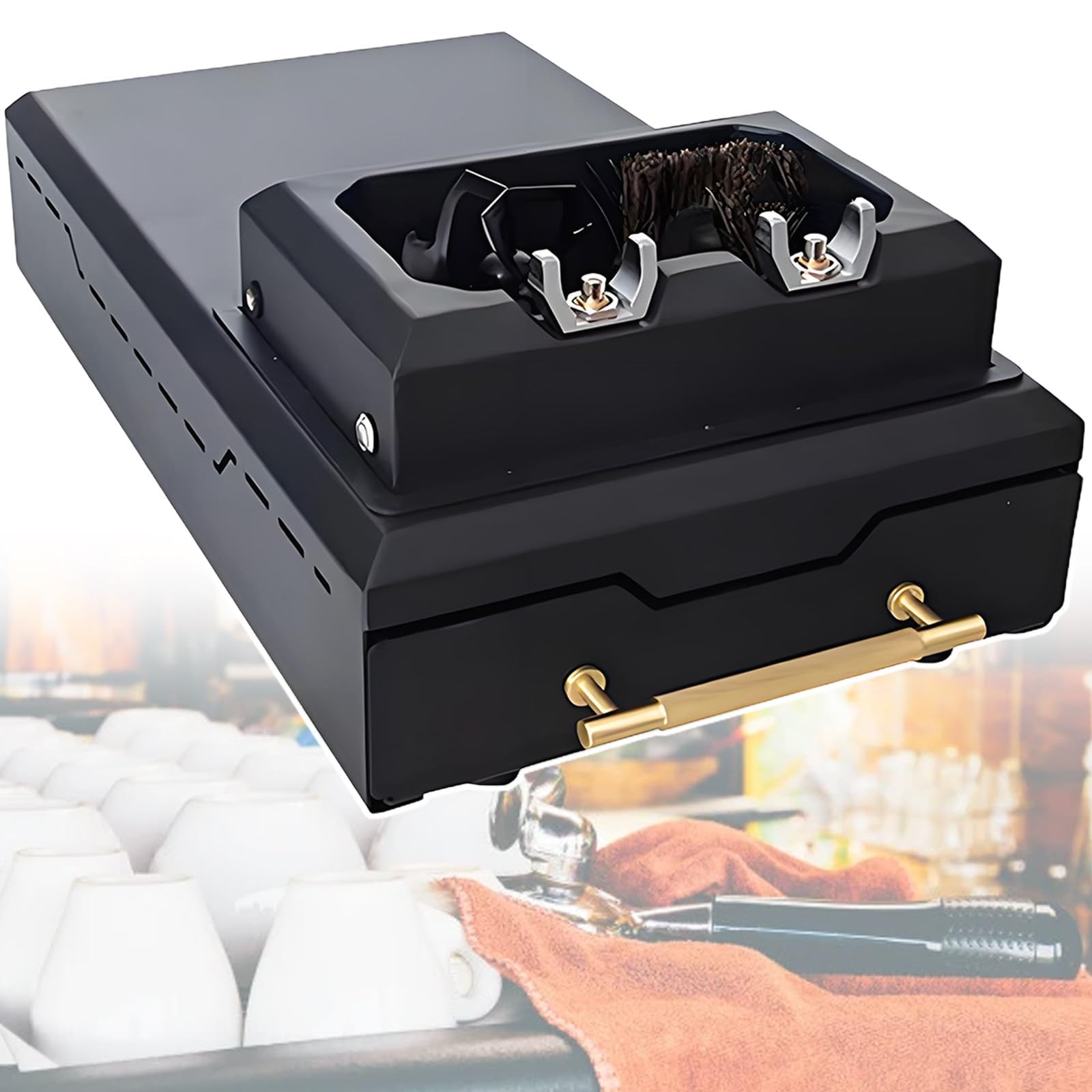 Automatyczny uchwyt filtra do kompaktowego ekspresu do kawy, urządzenie do mycia uchwytów do kawy 150 W, do codziennego użytku domowego dla miłośników kawy.