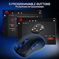 Vista 6 de Redragon M998 - Mouse inalámbrico ligero para juegos con base de carga magnética RGB, BT/2.4G inalámbrico/con cable, 24000 DPI, 6 botones