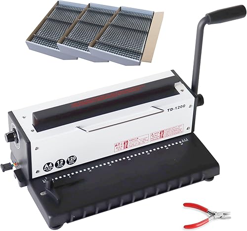 INTBUYING Toda la bobina de alambre doble de metal de acero 34 agujeros 3: 1 punzonadora y máquina de encuadernación con bobinas espirales de 300