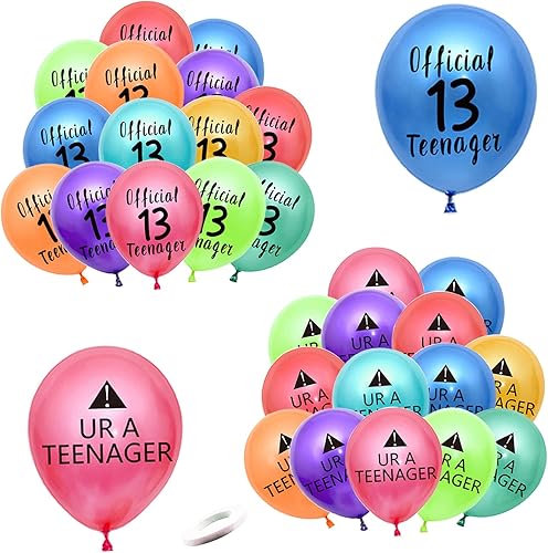 Globos de látex para cumpleaños número 13, paquete de 30 cintas oficiales de látex para niños y niñas, decoración de fiesta de cumpleaños número 13,