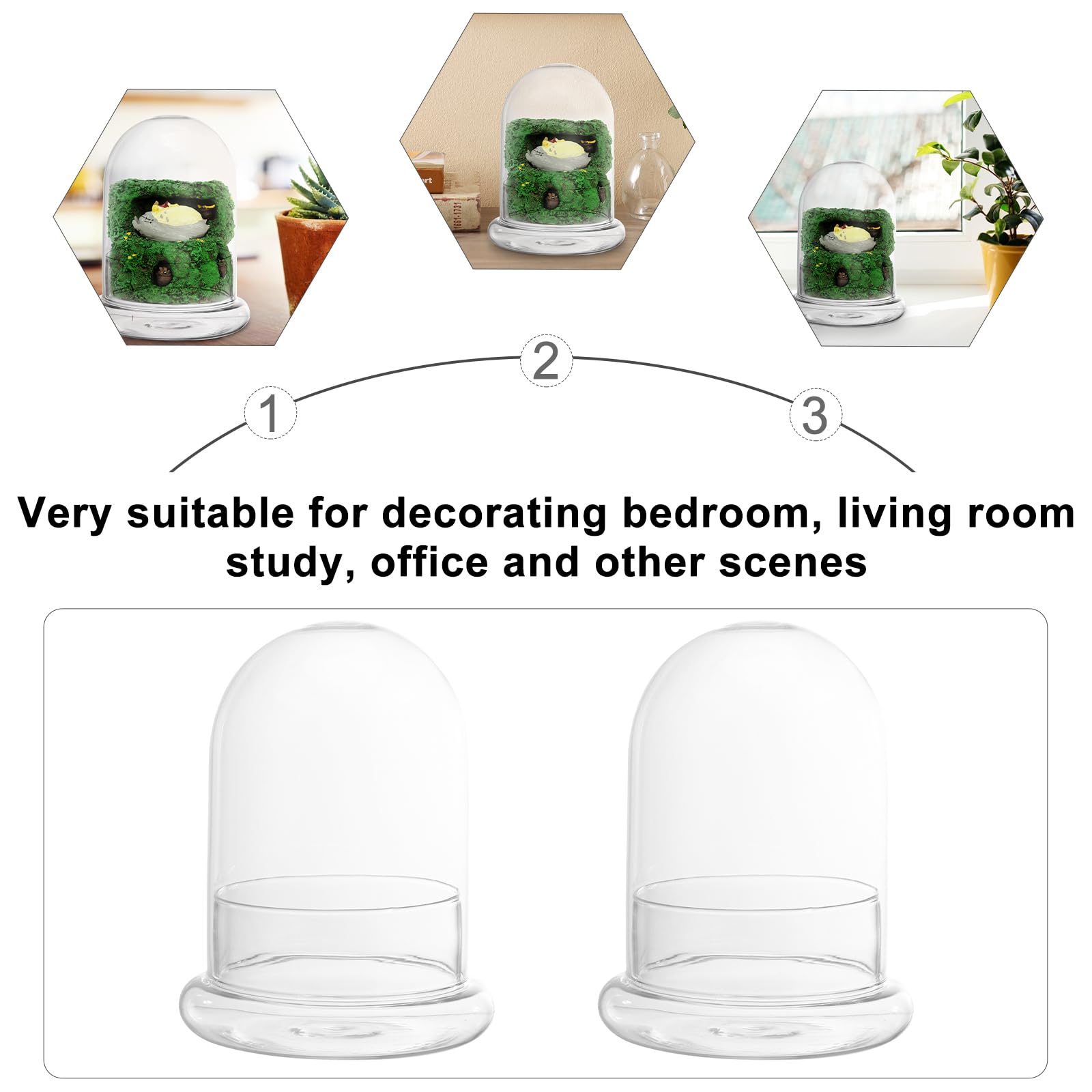 Angoily Ecological Bottle Moss Terrarium Jar with Glass Dome and Base for Diy Micro Landscape Display Home Office Ornament - Image 4