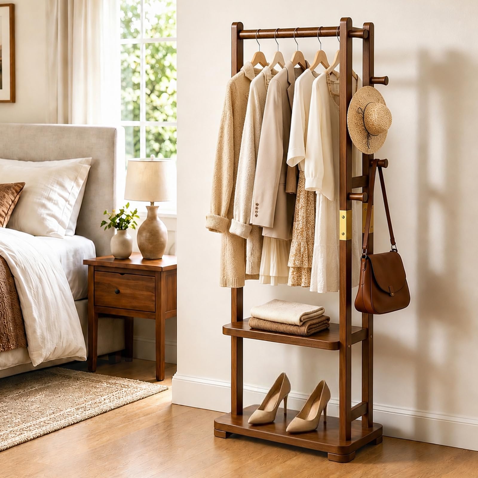 View 1 of [MISSING PARTS] Taitiy Coat Rack Hall Tree Storage
