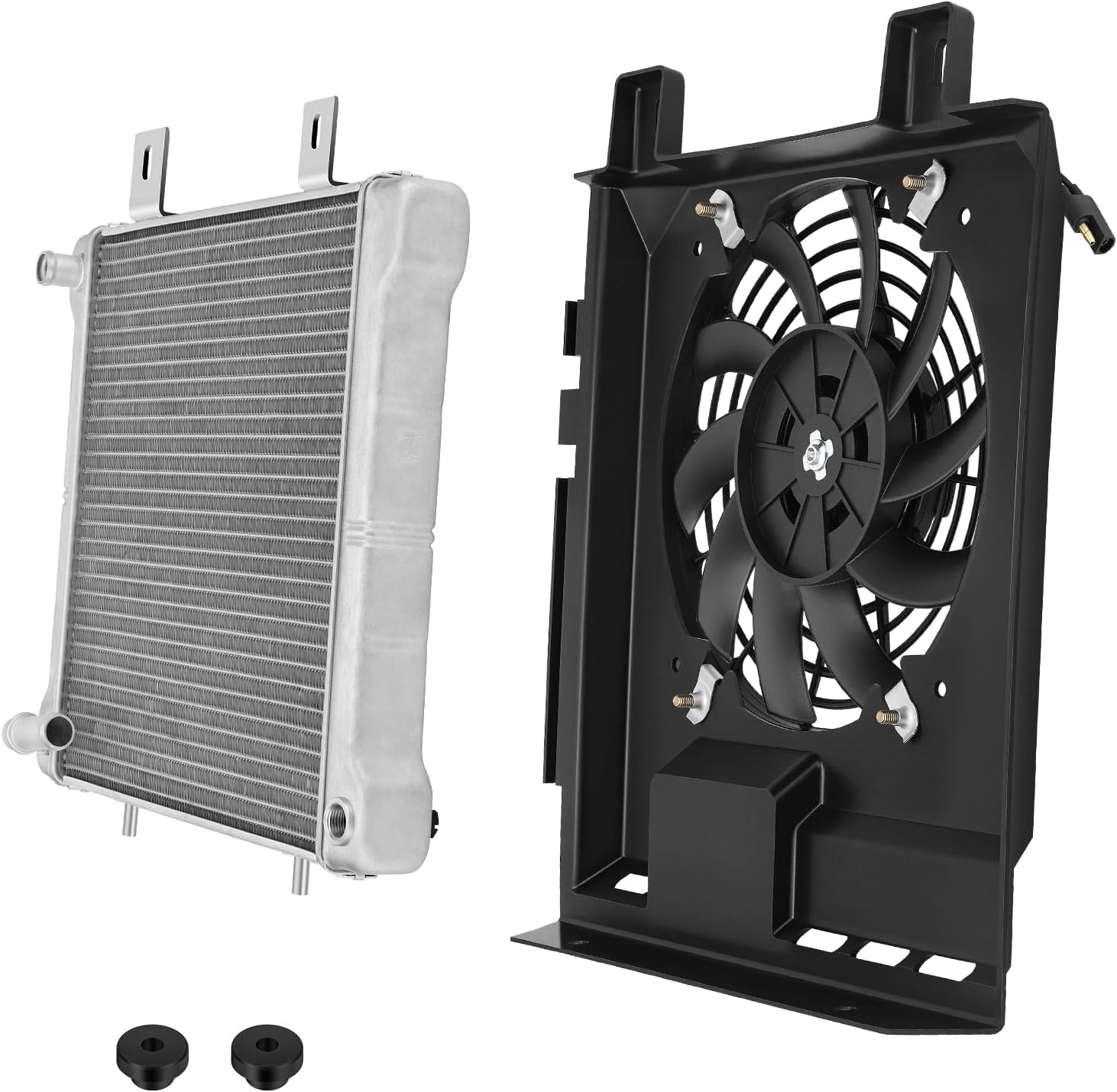 JAVIK Radiator With Bushing Kit And Cooling Fan With Fan Shroud For Polaris Sportsman 500 400 Magnum 500 Xpedition 425 Diese-l 455 Worker 500 ATP 500 2000-2004 O.E.M# 1240045 2410123 5433059