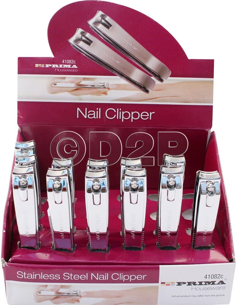 PACK of 24 PRIMA STAINLESS STEEL NAIL CLIPPER CUTTER TOE CLIPPERS