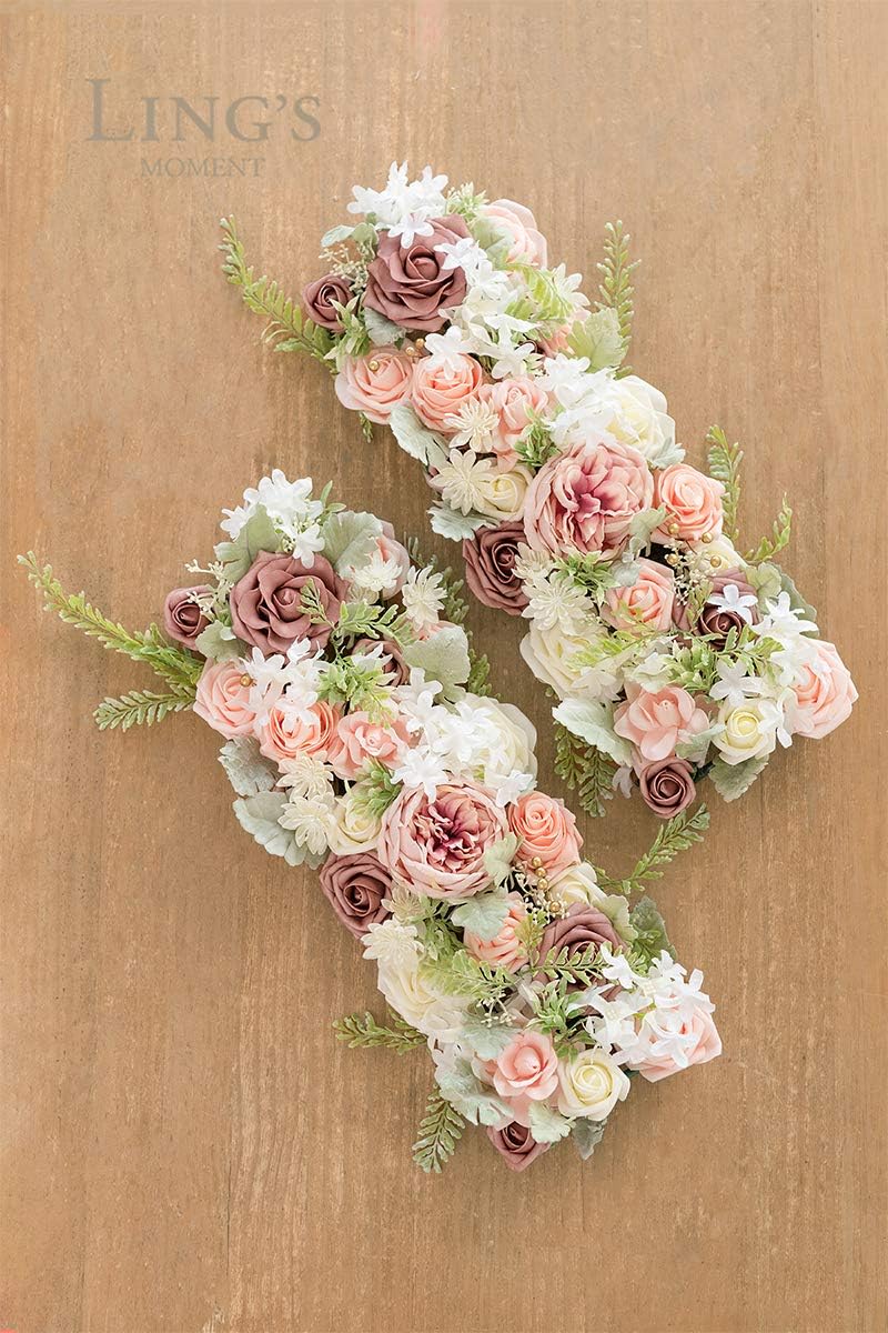 Flаѕh Dеаlѕ - 60% оƒƒ Ling's moment Ready to Use Wedding Table Centerpieces Dusty Rose Flower Arrangements 34.4'' in Total Set of 2 for 45'' Sweetheart/Head/Reception/Banquet-Style Table Setting Decorations