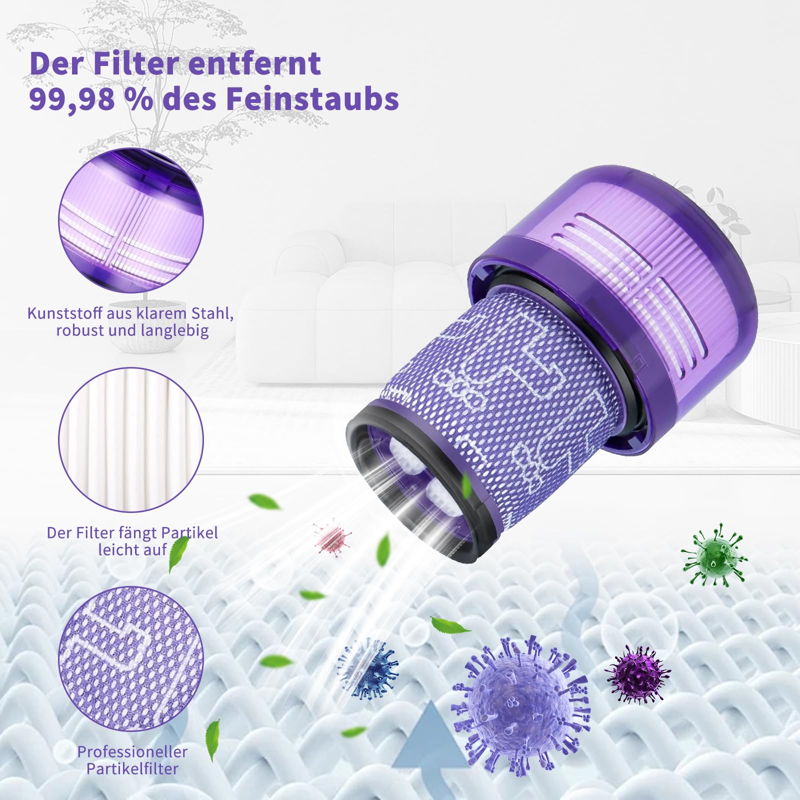 Filtr V12 do Odkurzacza Dyson, Szczotka Zamienna i Akcesoria - 1 Szczotka Zapasowa i 2 Filtry do Modelu V12 Detect Slim