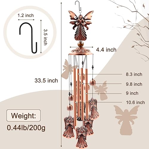 Miniatura 9 de Campanillas de viento para exteriores, carillón de viento de aluminio con gancho en S, decoración de jardín de patio, regalo de inauguración de la