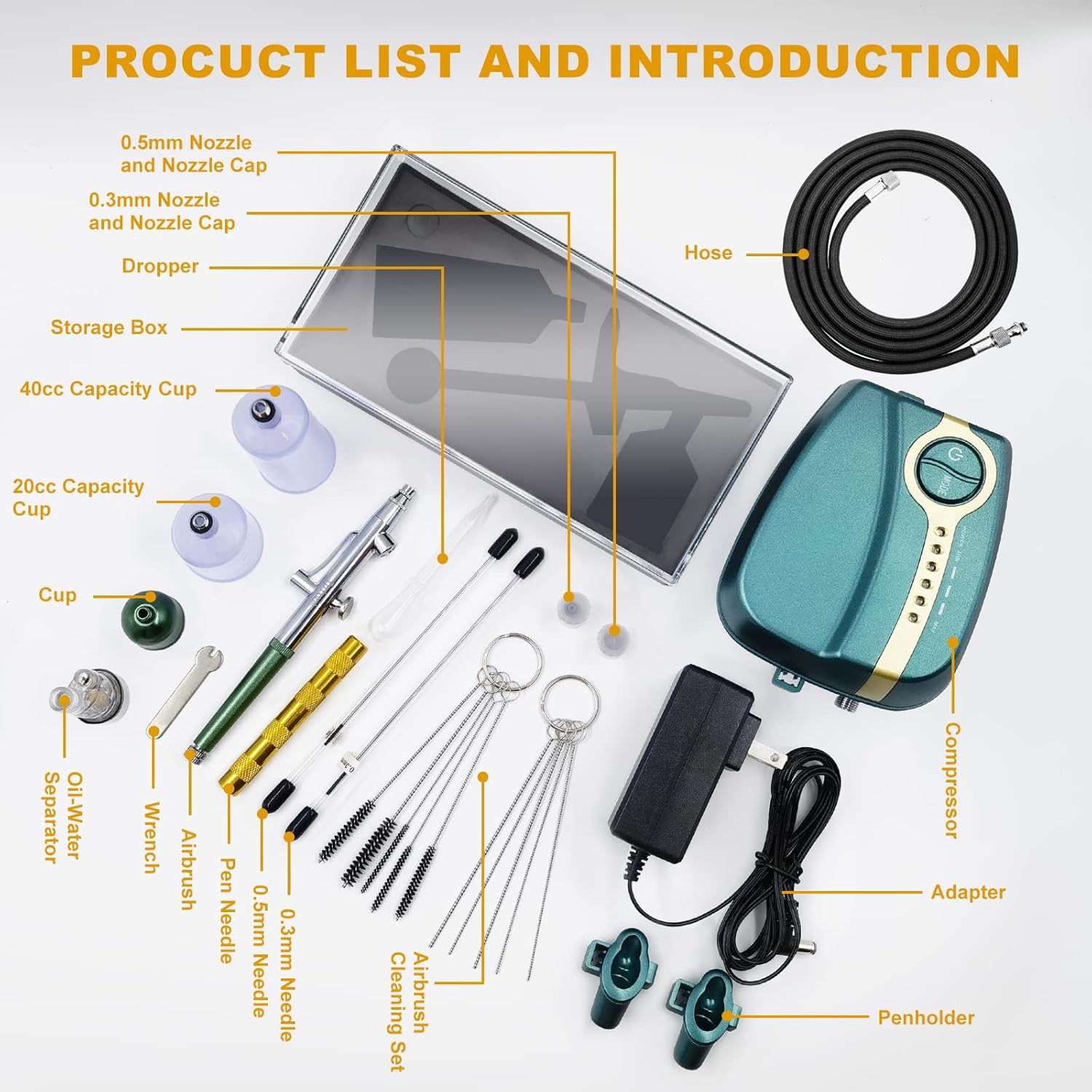 Tplook Upgraded 37PSI Airbrush Kit, Dual-Action Multi-Function Five-Stage Pressure Adjustment Action Airbrush Set with Automatic Stop Compressor for Make up,Painting,Tattoo,Cake,Manicure, Spray Model : Arts, Crafts & Sewing