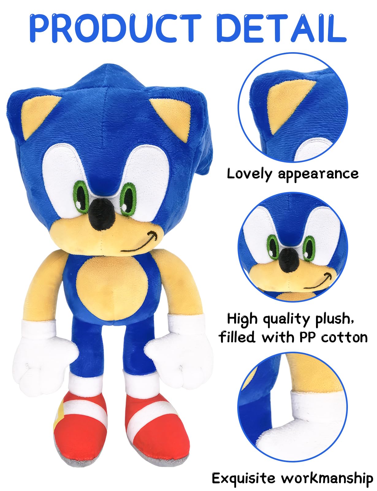 Pianocean Anime Plush Toy, 30cm Blue Stuffed Plush Doll, Cute Cartoon Collectable Home Decoration for Kids Boys Girls Birthdays Gift - Image 3