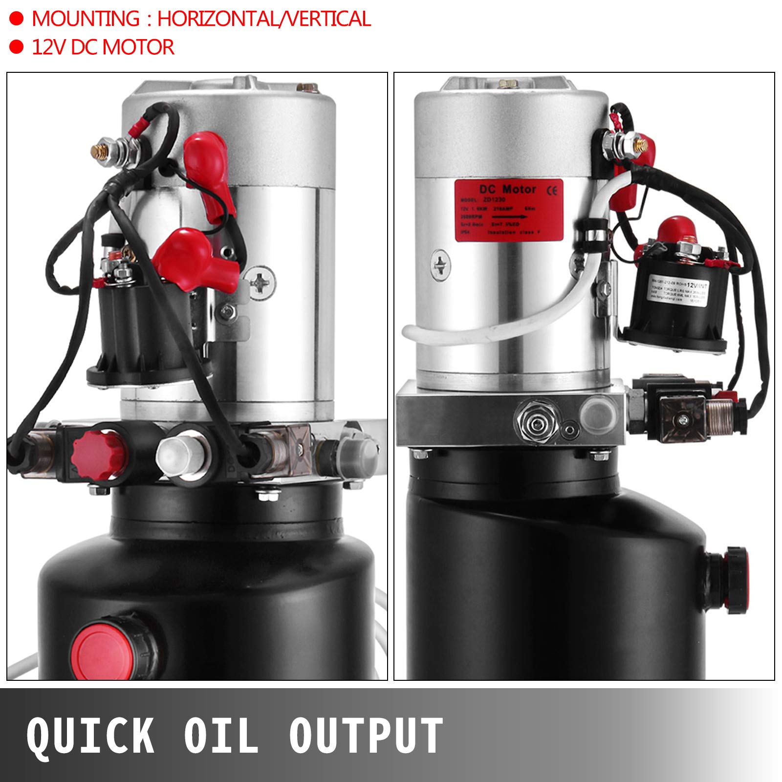 VEVOR Pompa Idraulica 8 Litri a Doppio Effetto 12V CC 8 Litri Serbatoio in Acciaio Industriale, Pompa Idraulica per Fabbriche in Miniere, Fonderie, Produttori di Macchinari e Fabbriche di Montatori.