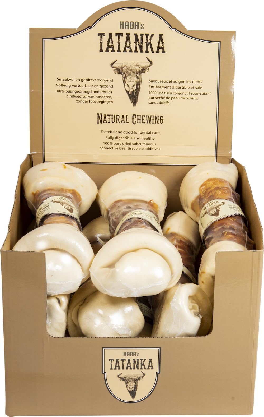 HABA's, Jouet à mâcher pour Chien saveur Poulet, 35 cm, idéal pour l'hygiène Dentaire, Durable et sûr, Parfait pour Les Chiens de Toutes Tailles, Modèle Tat, Box de 9 Pièces, Os à Macher