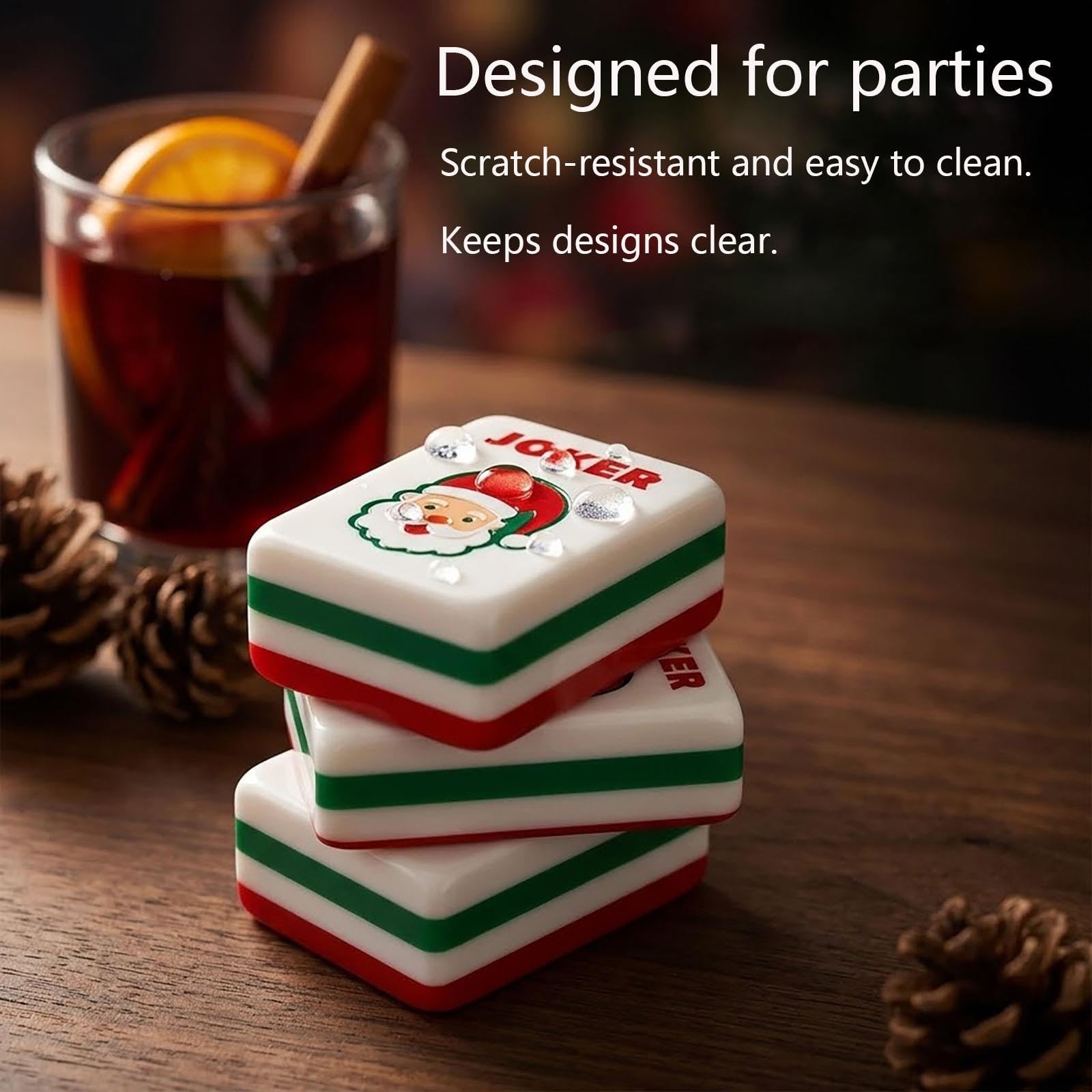 Christmas American Mahjong Set, 160 Acrylic Deep Engraved Majiang