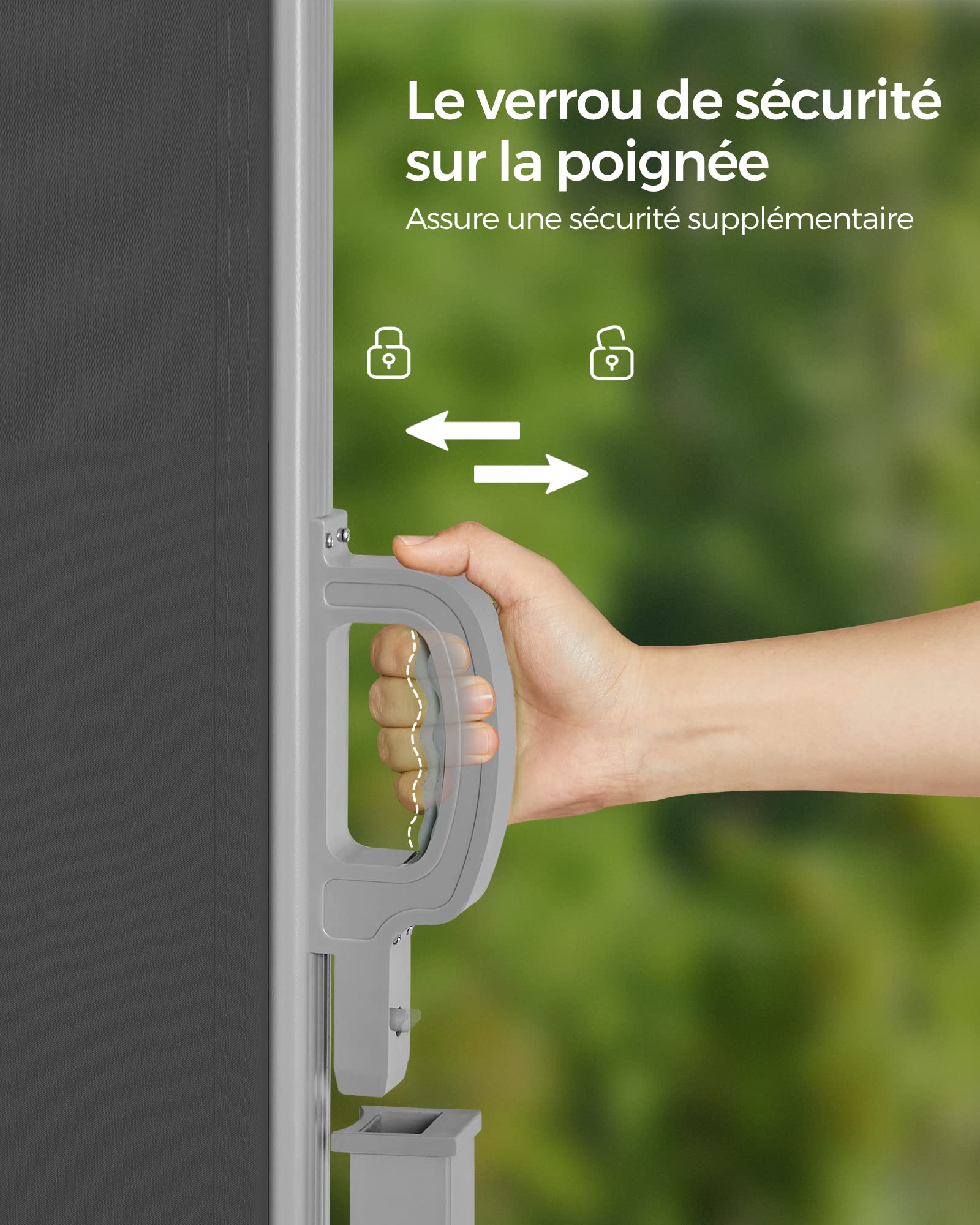 SONGMICS Store latéral avec Coffre en Acier résistant à la Rouille Extensible 160 x 450 cm, Brise-Vue, Protection Solaire, occultant, pour Balcon, terrasse, Jardin, Anthracite GSA569G01