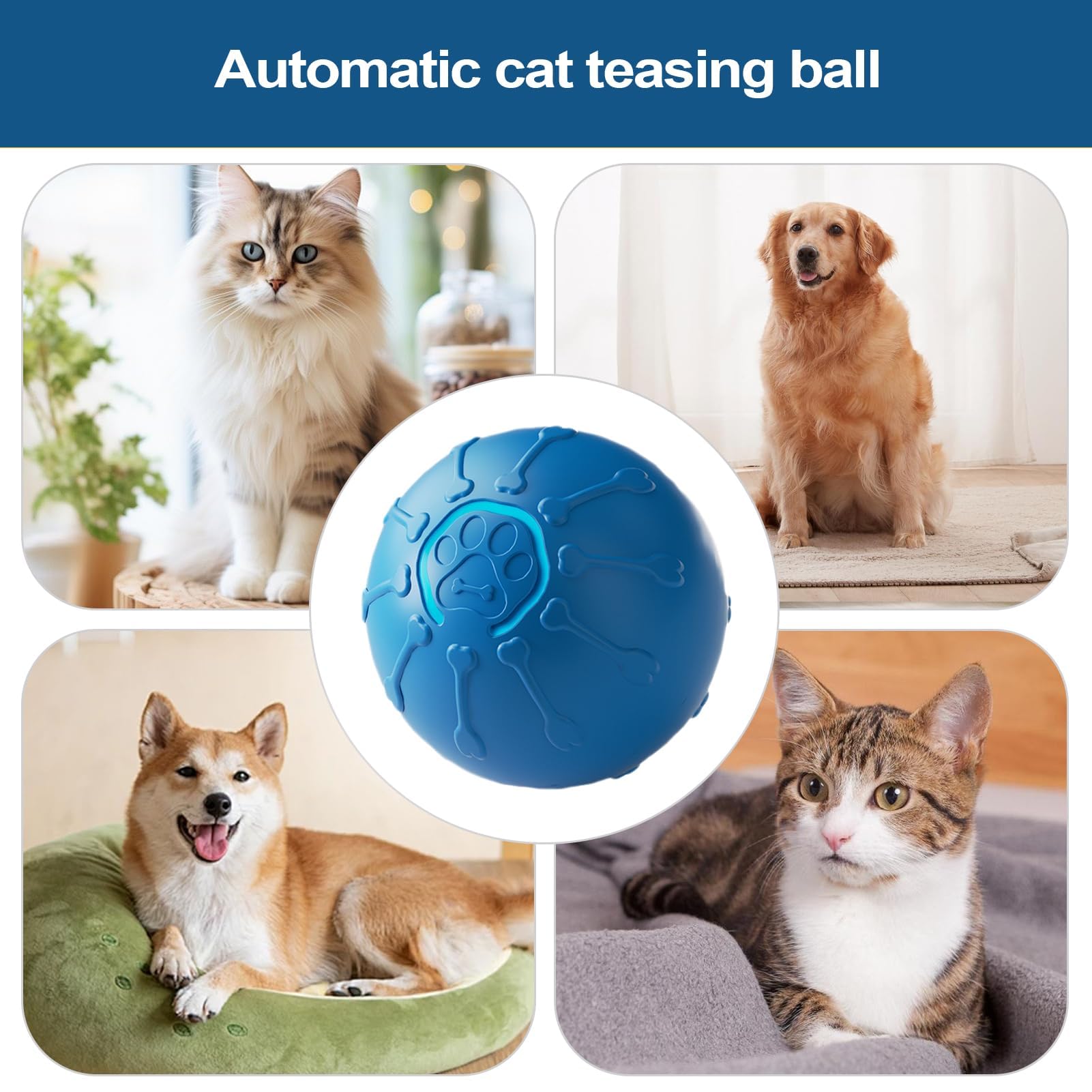 Juguetes para Gatos， Juguete automático Inteligente Interactivo for Gatos en Movimiento - Accesorio for Mascotas for Ejercicios de simulación Caza(Blue)