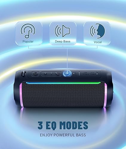 Miniatura 4 de Ortizan Altavoz Bluetooth portátil, sonido HD de 40 W y graves profundos, IPX7 impermeable, estéreo inalámbrico verdadero, Bluetooth 5.3, tiempo de