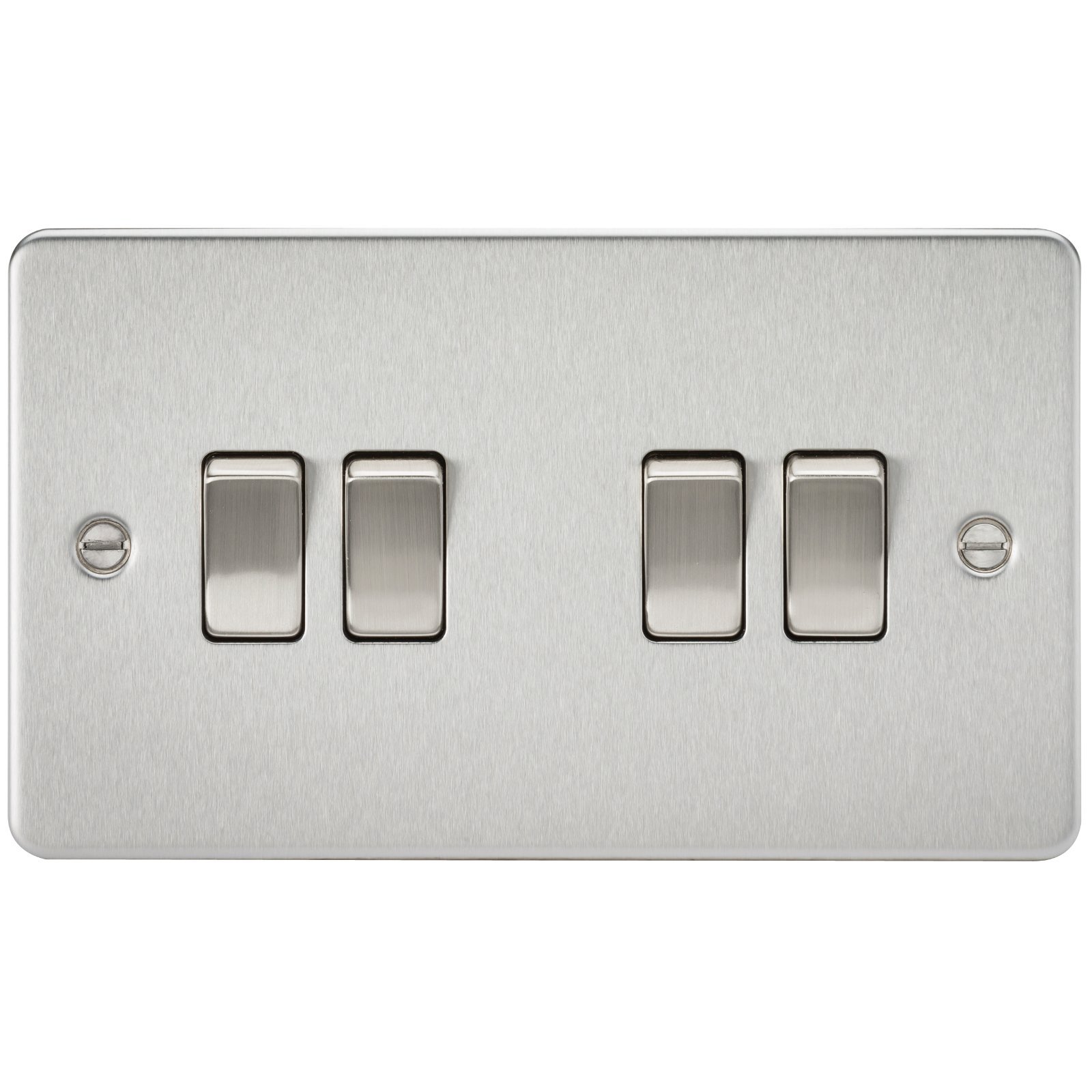 Knightsbridge Brushed Chrome Fp4100bc 10 A 4G 2-Way Switch With Flat Plate,