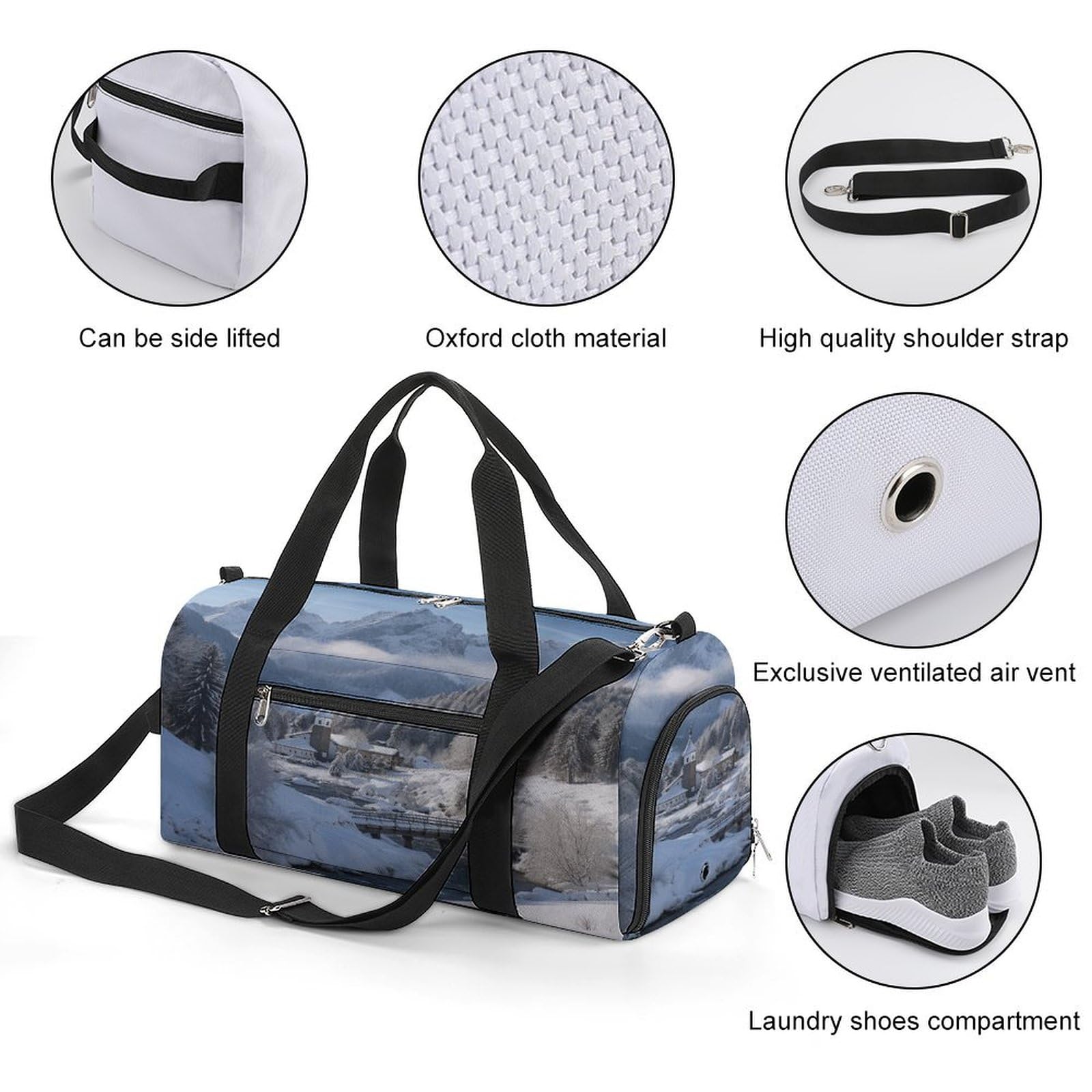 Turnbeutel für Damen Herren Winterlandschaft in den bayerischen Alpen Print Turnbeutel wiederverwendbar Turnbeutel Turnbeutel Turnbeutel mit Schuhfach Style One Size Modern, Stil:, Einheitsgröße,