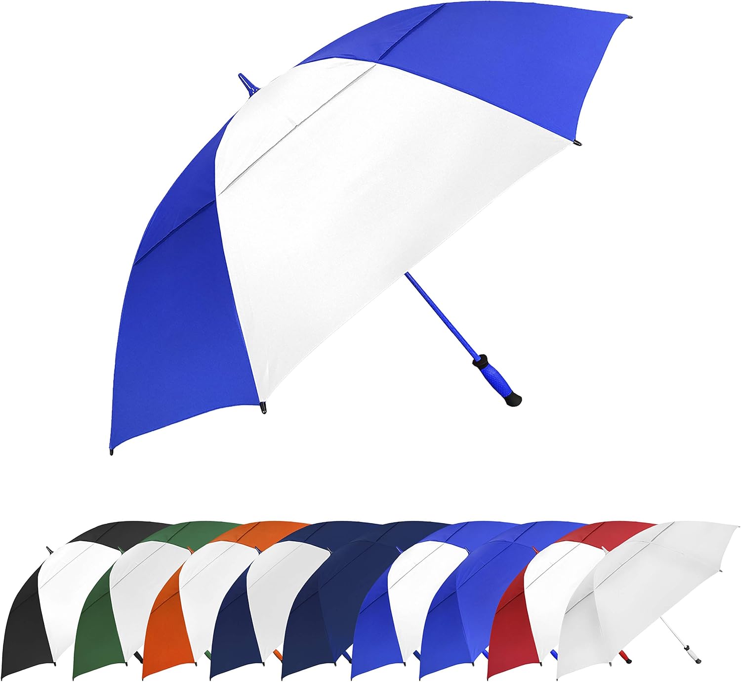 The Paramount Vented Large 64 inch Windproof Automatic Open Double Canopy Golf Umbrella for Rain, Wind and Sun, Strong & Lightweight Oversized Golf Umbrella with Wind Vent for Men & Women