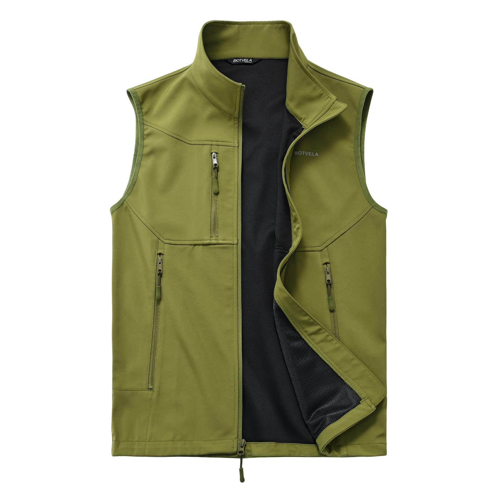 BOTVELA Men's Full Zip Sleeveless Jacket Breathable Outdoor Vest for Travel Sports Outwear with Pockets