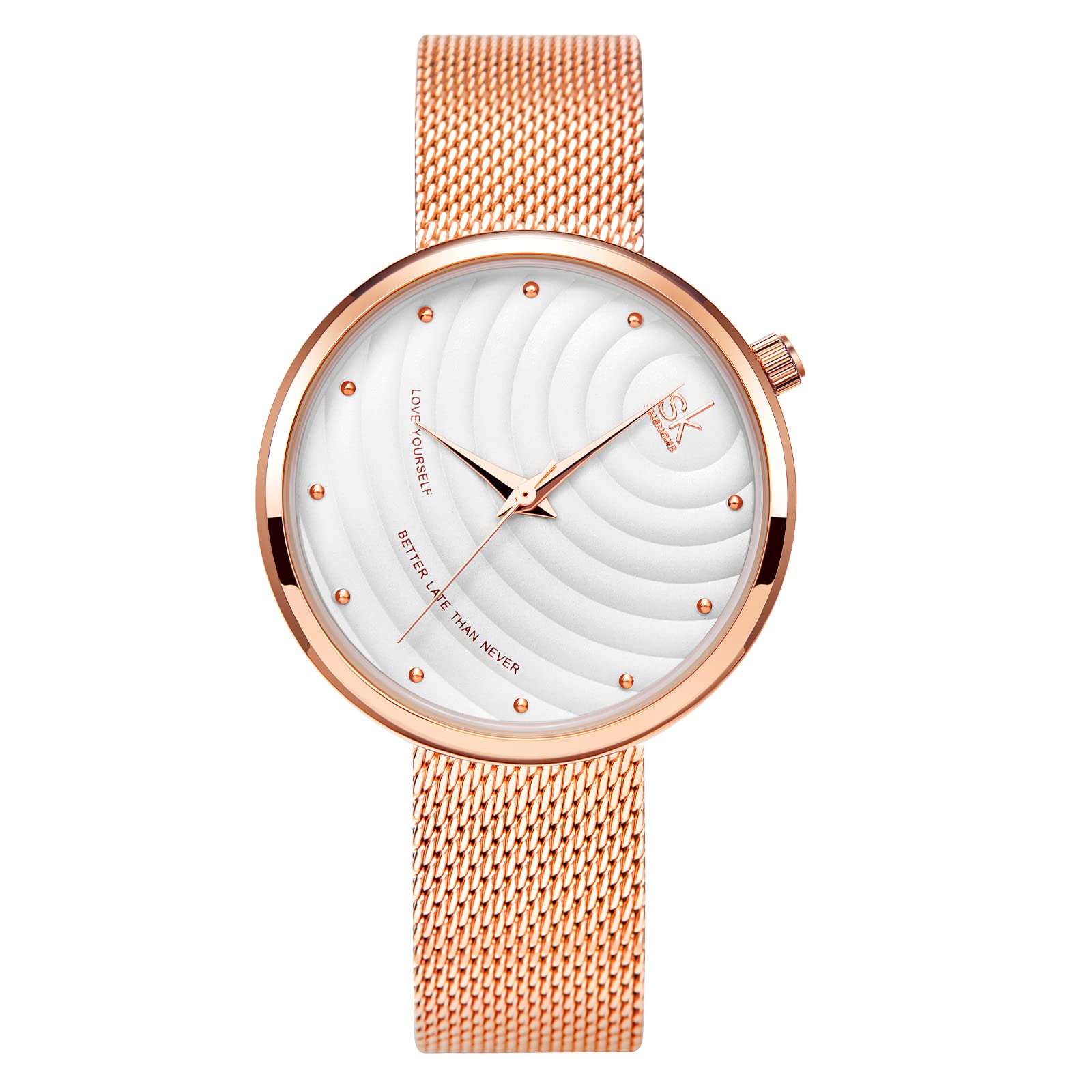 SHENGKEWomen Watch Luxury Analog Quartz Fashion Quartz Ladies Watches Waterproof Female Watch Relogio Feminino, K0138-Rose Gold
