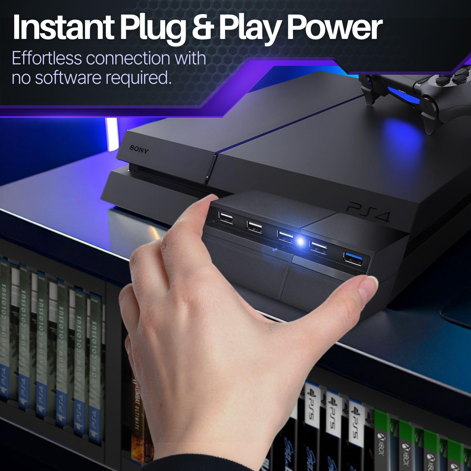Amazon.com: TNP 5 Port USB Hub for PS4 - USB 3.0/2.0 High-Speed