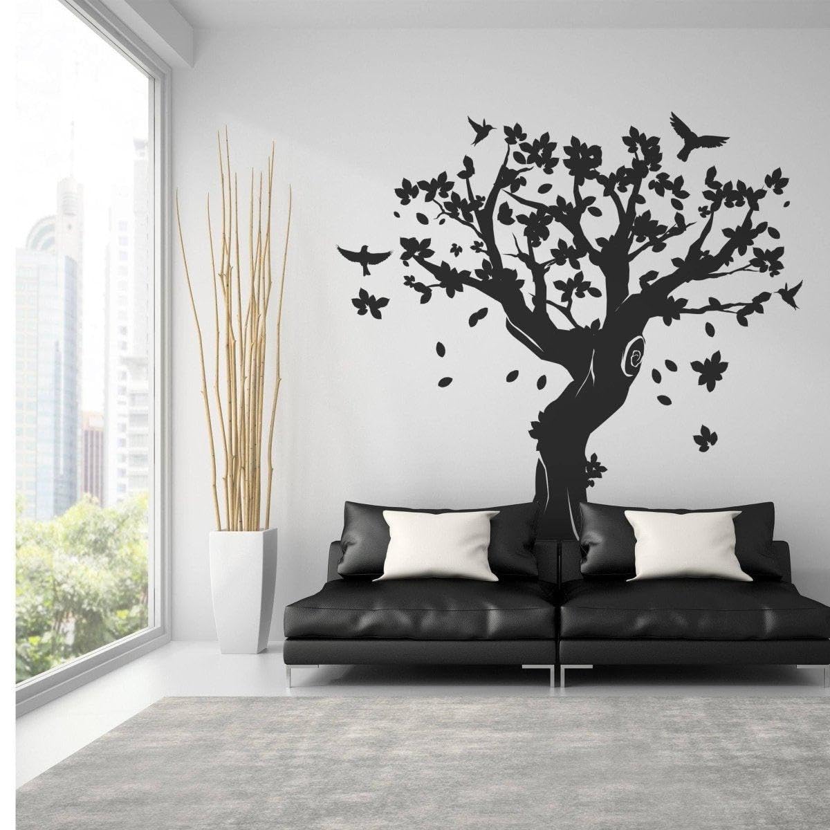 Adhesivo decorativo para pared con diseño de árbol contemporáneo, para decoración de interiores, 175 x 213 cm