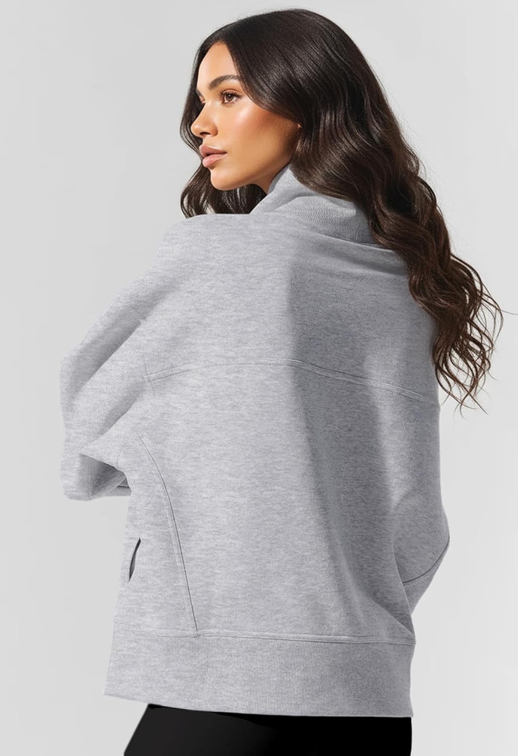 IWD Oversized Sweatshirt for Women 2025 Trendy Turtleneck Fleece Pullover with Pockets Long Sleeve Hoodies Fall Tops Outfits - Image 4