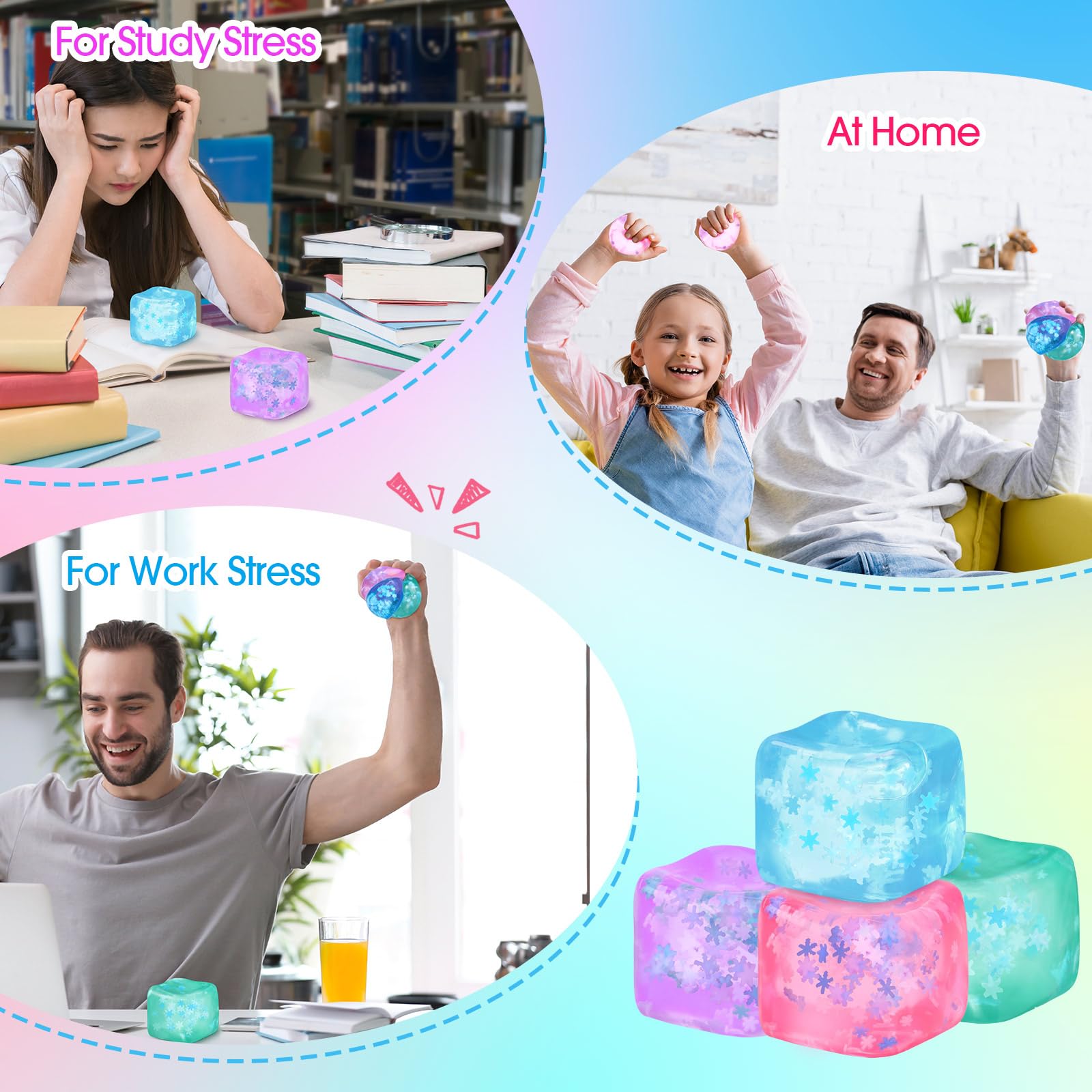 Amazon | ストレスキューブ感覚アイスキューブボール、ブルー、ピンク