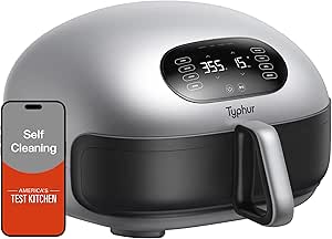 Typhur Dome 2 AI Smart Air Fryer, Large Flat Airfryer with Top & Bottom Heating, Self-cleaning Digital Fryer, PFAS free Ceramic Basket, Fits a 12