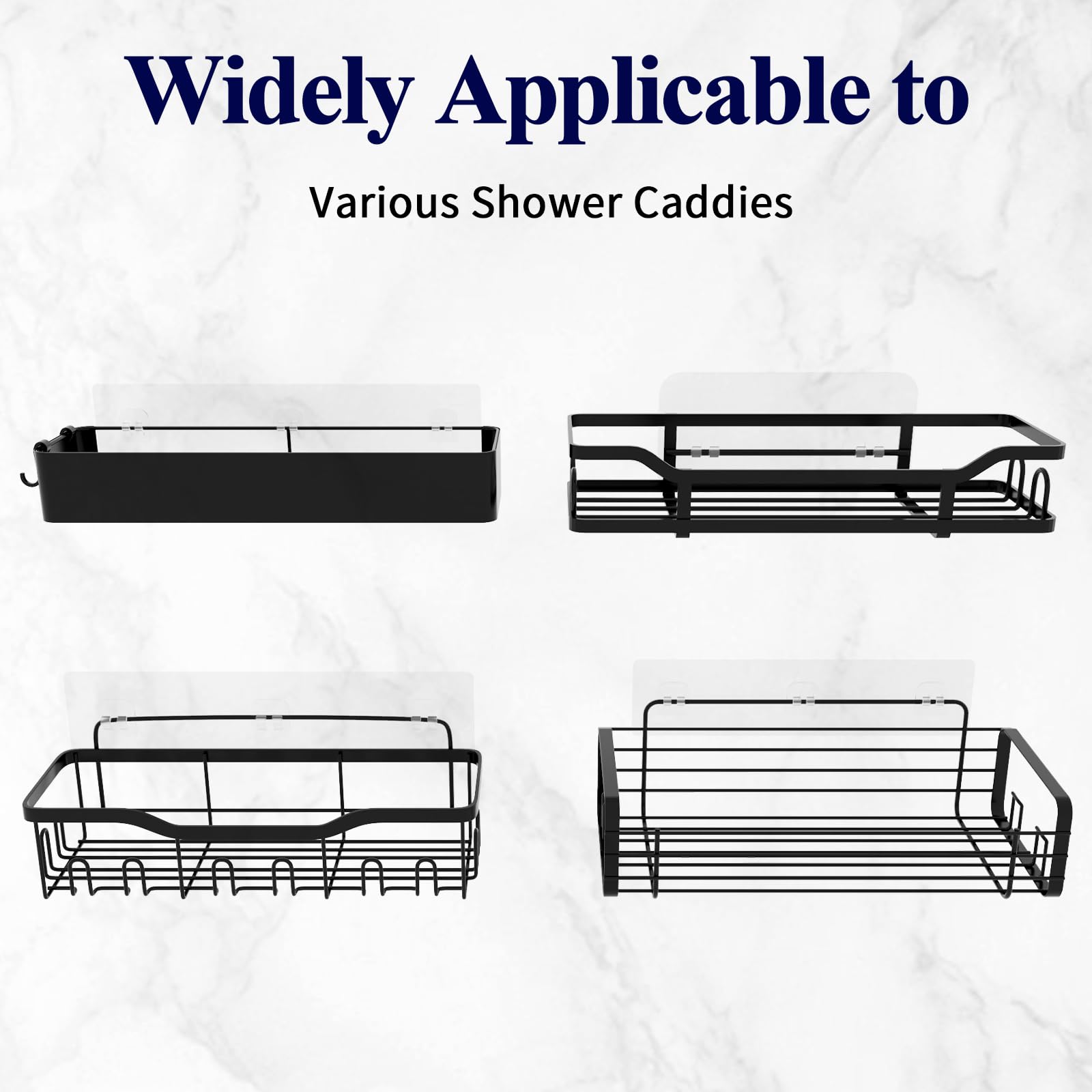 AKTECKE Shower Caddy Adhesive Replacement, No Drilling Transparent Adhesive Wall Hooks For Corner Shower Organizer Basket, Waterproof Adhesive Strip For Bathroom Shelf & Kitchen Rack