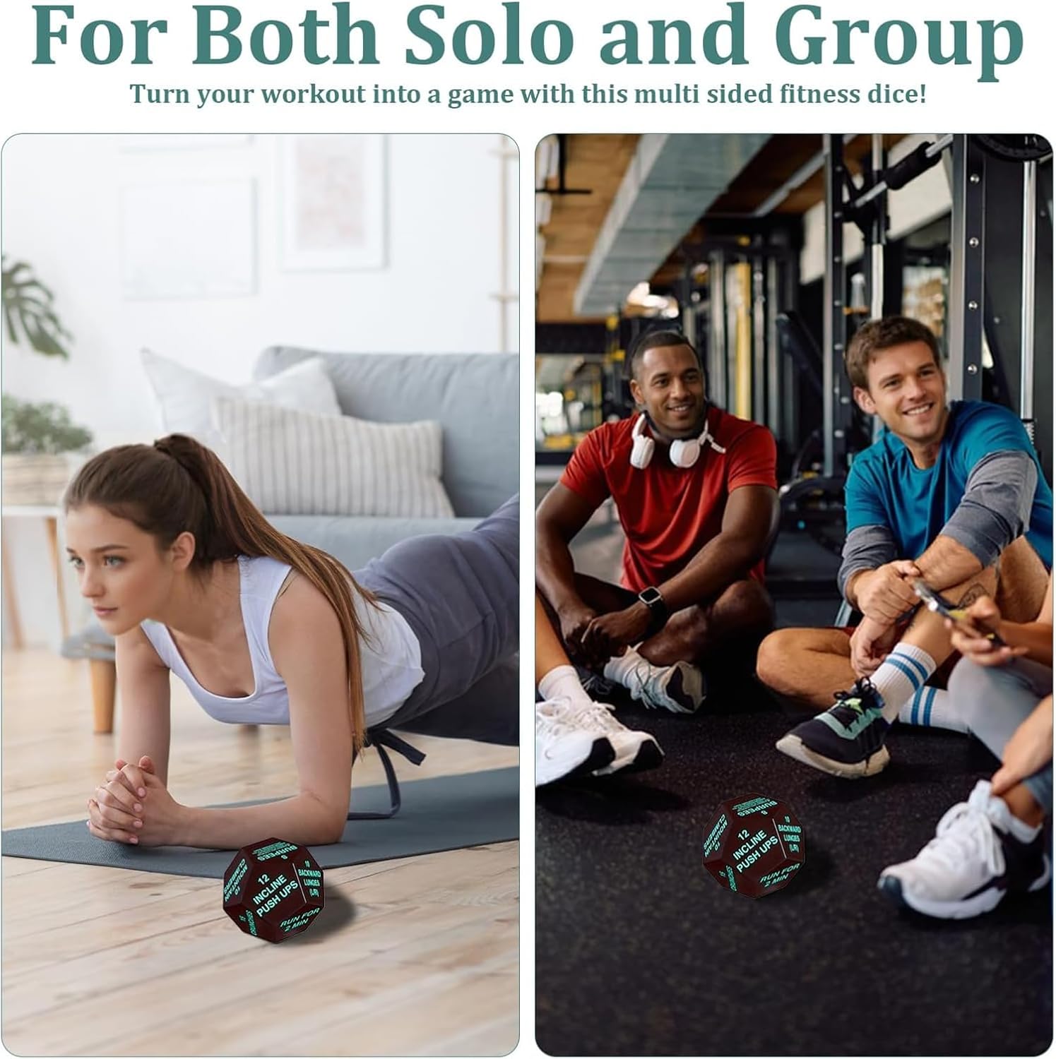 Workout Game Dice Bodyweight Sports Dice 12 Sided Dice Exercise Decision Fitness Challenge Stretching 4 Inches in Diameter Exercise Fitness Challenge Dice for Beginners Home (Green)