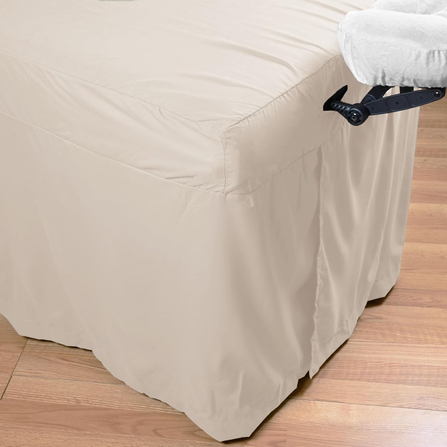 Microfiber Massage Table Skirt by Body Linen - Massage Table Bed Skirt to Fit Standard Size Massage Tables - Lightweight, Super Soft and Stain-Resisting - Color = Natural