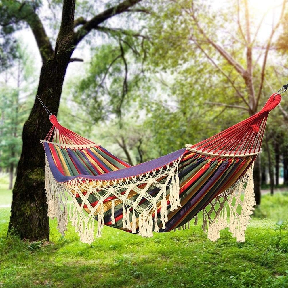 Generico Amaca Bohémien con Nappe, Doppia, Portata Massima 150 kg | Non Richiede Installazione, è Facile Da Piegare, Adatto Sia Per Interni Che Per Esterni (Violet)